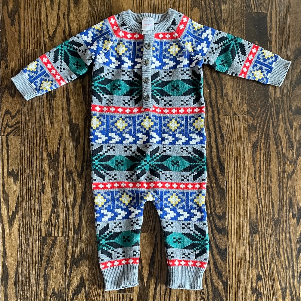 Hanna Andersson HOLIDAY Multicolor Knit Baby Romper